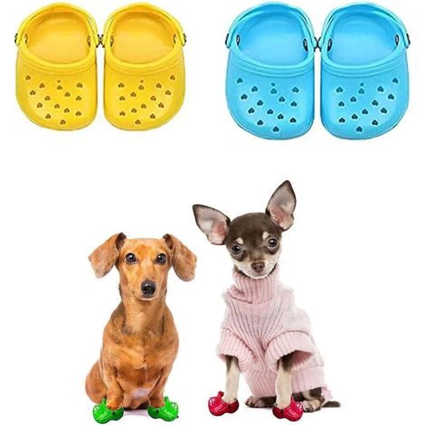 Chaussons d'été respirants en maille pour chien, lot de 2 paires (bleu et jaune) (1/5)