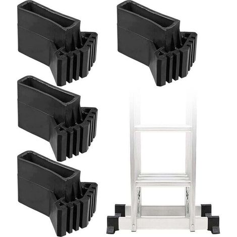 4 Pièces patin echelle, patin escabeau universel, pied caoutchouc, escabeau, pour Escaliers Revêtements en Caoutchouc Antid(Noir) (1/4)