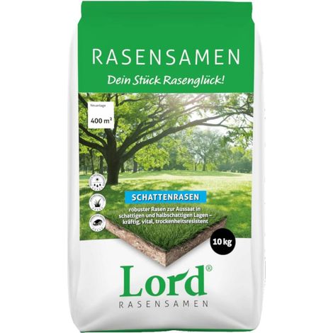 Lord® Graines de gazon pour zones ombragées 10 kg Graines de gazon pour zones ombragées et semi-ombragées