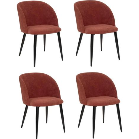 Atmosphera – Lot de 4 chaises terracotta 80cm – Structure en fer – Assise en mousse polyuréthane – Usage intérieur – Confort optimal (1/4)
