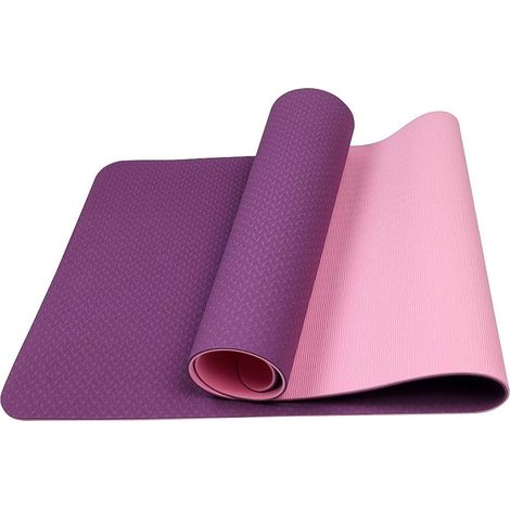 Tapis de yoga avec sangle, tapis de yoga extra épais de 6 mm, double face antidérapant, tapis de yoga pour femmes et hommes, tapis d'entraînement, tapis de fitness pour la maison (1/3)