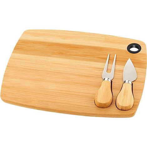 Planche à Fromage 3 pièces en Bambou Naturel Ultra Pratique Élégant et Durable Cheffinger Marron clair