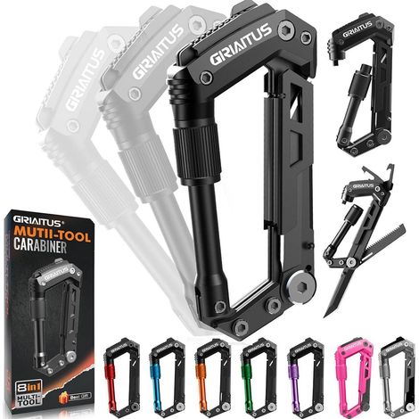 8in1 Karabiner Multitool mit Taschenmesser für Camping & Outdoor
