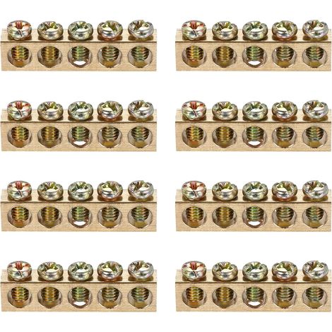 Lot de 8 bornes de terre à vis en laiton, 5 positions, M4 5,5 x 7,5 mm, pour appareils électriques (1/5)