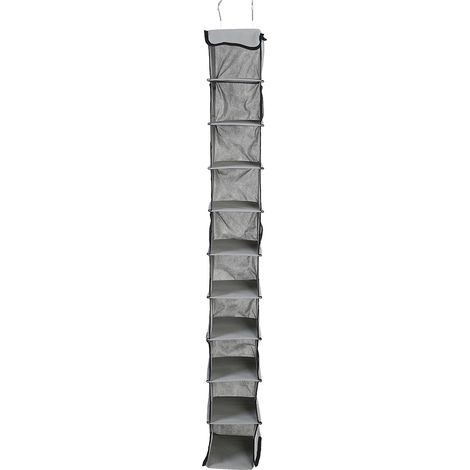 Organisateur De Placard Suspension - 10 Niveaux - Tissu Non Tissé - Pour Vêtements Et Chaussures - Gris - 1 Pièce (1/5)