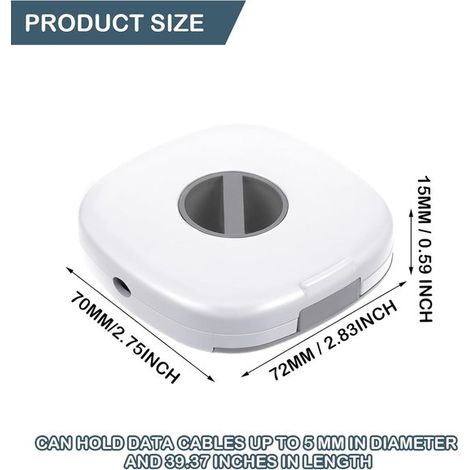 6-teiliger tragbarer, drehbarer Kabelorganizer – Ladekabel-Organizer – Kabelrollen – für USB-Kabel, Headset-Kabel, Mauskabel, Ladekabel (weiß) (1/4)