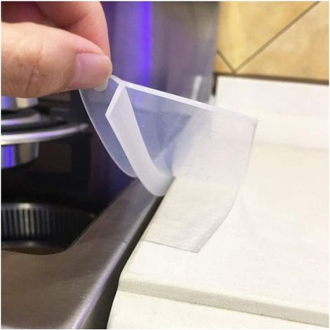 Lot de 2 couvre joints en silicone transparent pour comptoir de cuisine 63,5 cm de long Joint d'étanchéité entre les appareils de cuisine (1/5)