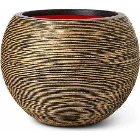 Kugelvase - CAPI EUROPE - RIB NL - 40 x 32 cm - Schwarz / Gold