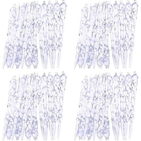 48 décorations de Noël suspendues en acrylique en forme de glaçons pour sapin, idéales pour les fêtes de Noël.