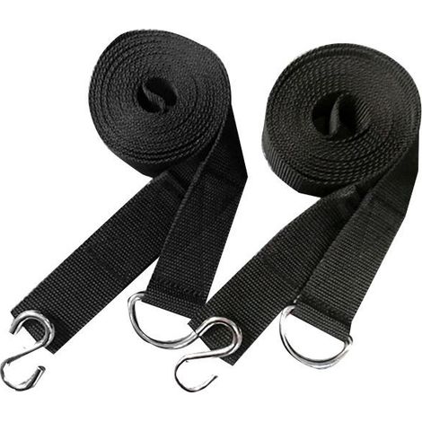 Lot de 2 fixations hamac de camping, kit accroche hamac en acier, support hamac extérieur, suspension hamac résistante, accessoire hamac avec mousquetons, couleur noire, pour hamac de randonnée, insta (1/3)