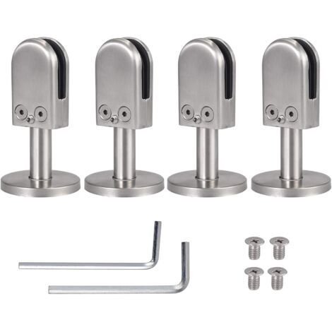 Support en Verre 4Pcs 6-8 mm avec Support de 40 mm pour Pinces en Verre pour Montage au Sol Supports de Tablette en Verre en Acier Inoxydable 304 pour Balustrade Rampe d'Escalier Main Courant (1/5)