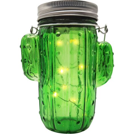 Lampe solaire LED bocal verre cactus 3000K IP44 Polux (1/4)