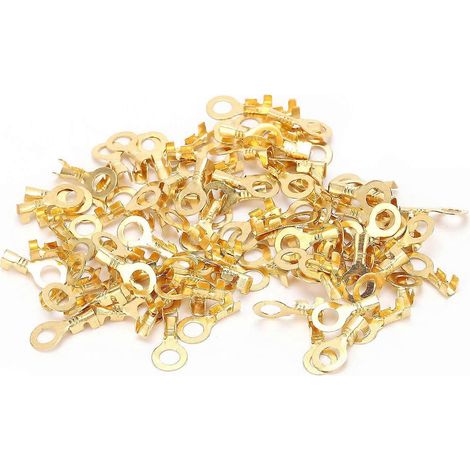 100 Stück Ringkabelschuhe aus blankem Messing, kaltgepresst, M5 5,2 mm (1/4)