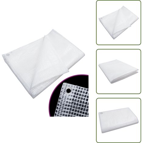 The Living Store Telone Leno 140 g/m² 8x10 m Bianco - Telo da campeggio