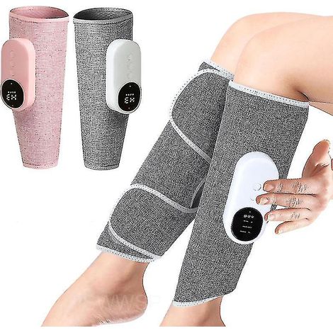 Beinmassagegerät mit Luftkompression, Wärme und Vibration zur Linderung von Muskelverspannungen und -ermüdung in Waden, Armen und Beinen. Entspannende Beinmassage mit Luftkissen. Unigrau. (1/5)