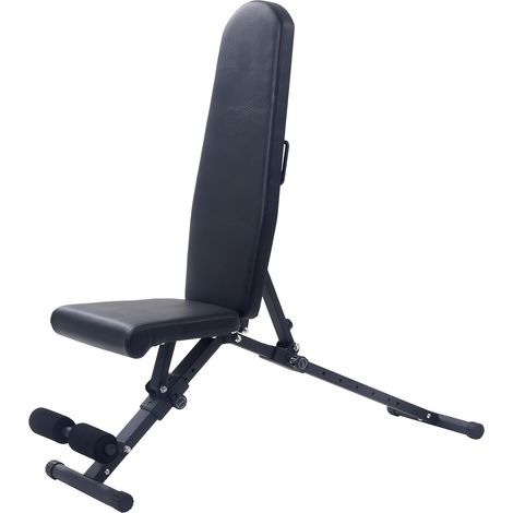 Banc de musculation réglable – courant 1000 lbs, inclinaison et déclinaison – 8 positions dossier, 3 assise – Cadre acier, pliable rapidement – Style tube carré, orange latéral (1/5)