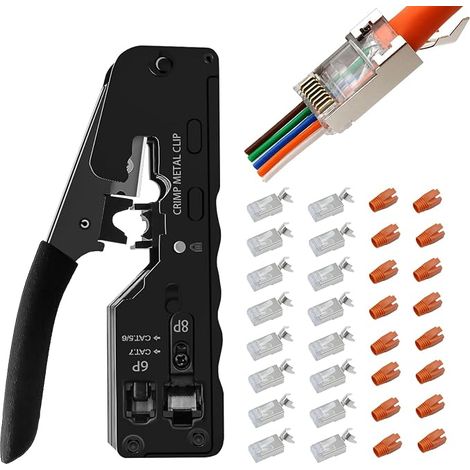 Pince à sertir Rj45 - Pince à dénuder - Outil réseau pour prise réseau Cat5 Cat6 Cat7 - Outil de sertissage 6P 8P (1/5)