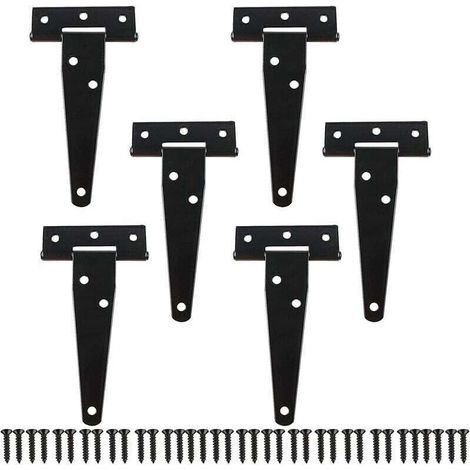 Scharniere – 10 cm schwarzes T-förmiges Metallscharnier für Scheunentüren mit Schrauben