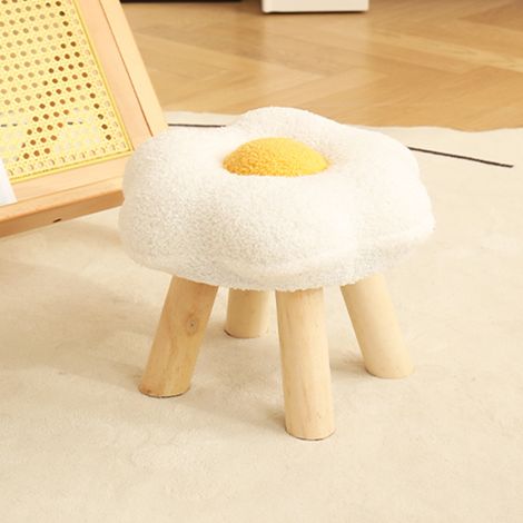 Kleiner Fußhocker, bezauberndes Sonnenblumenmuster, weich, samtig, sehr strapazierfähig, Holzfußhocker für Schlafzimmer, Wohnzimmer, Sofa, weiß (1/5)