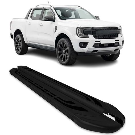 Marchepieds Latéraux Pédale pour Ford Ranger T6 2022-2025 DoubleCab Noir Alu 2X