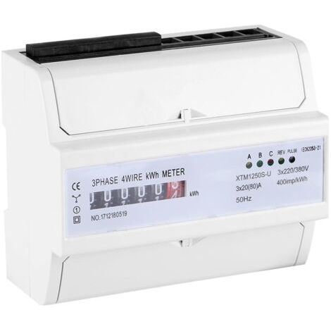 royaluxe-Mètre d'Energie Multifonctionnel XTM1250S-U Numérique 3 Phase 4 Fils KWh Mètre DIN-Rail Compteur Électrique 20 (80) A (1/5)