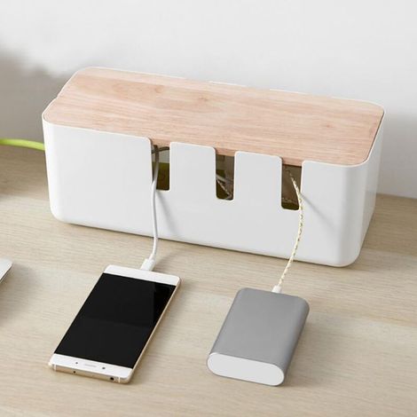 Staubdichte Aufbewahrungsbox für Kabel und Steckdosenleisten, ideal für Zuhause oder Büro. (1/5)