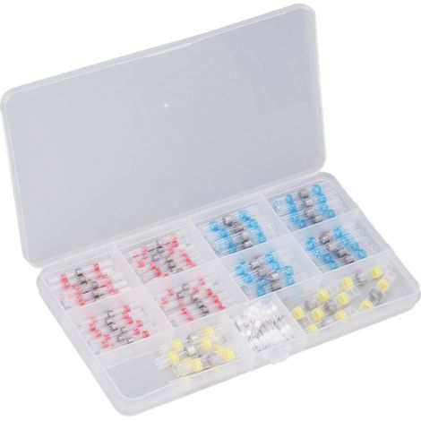 Set mit 100 wasserdichten elektrischen Steckverbindern, Schrumpfschläuchen zum Löten, isolierten Crimpverbindern, Kabelschuh-Set für die Kfz- und Schiffsverkabelung. (1/5)