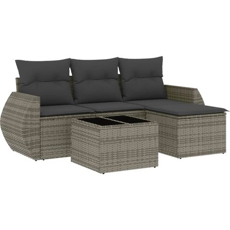 Maison Exclusive - 5-tlg. Garten-Sofagarnitur mit Kissen Grau Pol