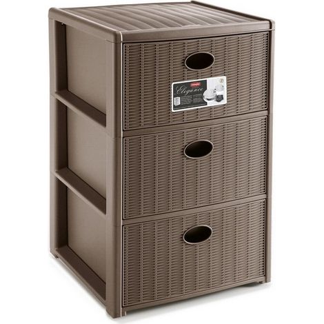 Cassettiera Tortora con 3 Cassetti in Plastica con Ruote Mobile da Interno