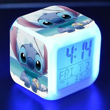 Réveil Stitch LED numérique pour chambre bébé, design anime coloré, décoration chambre à coucher fille, cadeau original