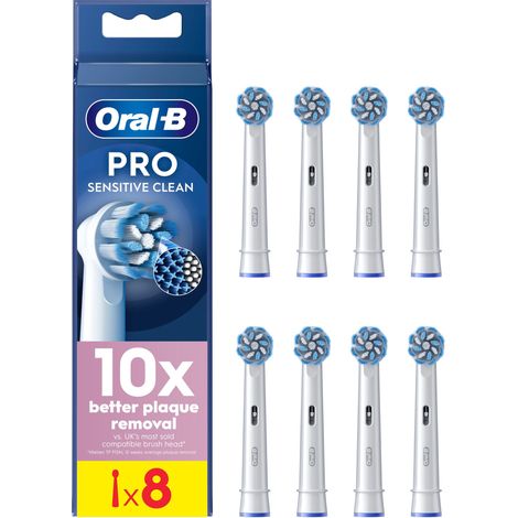 Oral-B Pro Sensitive Clean Electric Toothbrush Head X-Shaped Extra Soft Bristles for Gentle Brushing Plaque Removal 8 Toothbrush Heads White