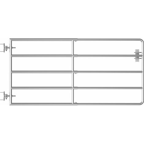 vidaXL Cancela de 5 barras para campo acero plateado (95-170)x90 cm (1/2)