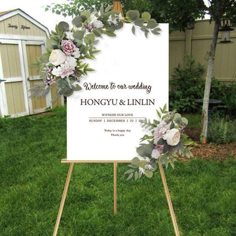 Swag de fleurs Ensemble de fleurs artificielles, arc de mariage Floral pour signes de bienvenue de mariage, deco decors (1/4)
