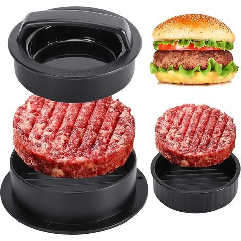 Moule à burger antiadhésif 3 en 1 pour viande, bœuf, légumes et tourtes - 2 pièces (1/5)