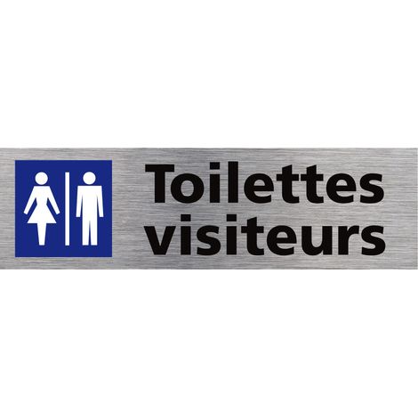 Pictogramme Toilettes Visiteurs (Q0481).- Adhésif aspect aluminium brossé - (1/5)