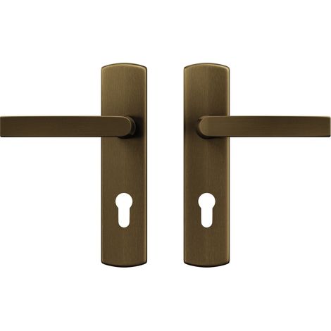 AXA Türbeschläge set - Curve Klik Blok - Türklinken Innentüren mit Langschild - Mit Zylinderloch - Bronze - PC72 (1/5)