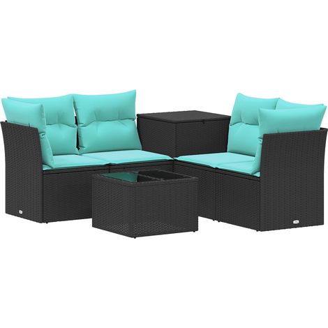 Set di divani 6 pz Nero e Blu 55 x 55 x 37 cm vidaXL (1/5)