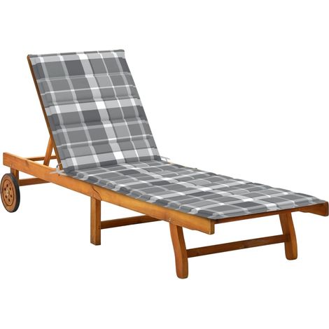 Chaise longue de jardin avec coussin Bois d'acacia solide