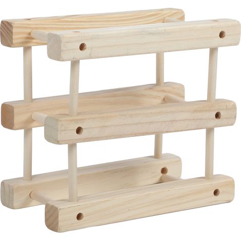 Casier à vin en bois, modulable et empilable, porte-bouteilles, autoportant, pour cuisine ou comptoir de bar, 6 bouteilles (1/5)