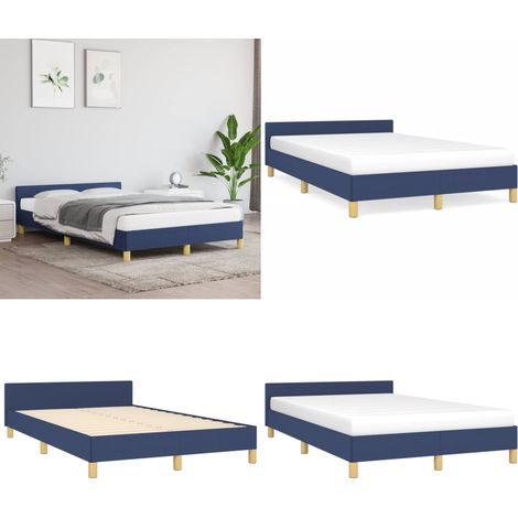 Bettgestell ohne Matratze Blau 120x190 cm Stoff - Bettestel - Doppelbett - Blau - Massivholzbette - Lattenrostbetten - Home & Living (1/5)