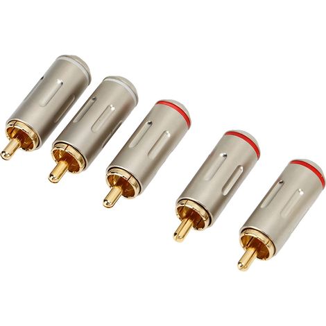 Connecteur RCA mâle 5 pièces, adaptateur audio métal robuste, résistant à l'usure, câble adaptateur voiture, fiche stéréo haute qualité (1/5)