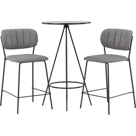 Bistro ensemble pour salle à manger table à manger noir 2 chaises gris. (1/5)