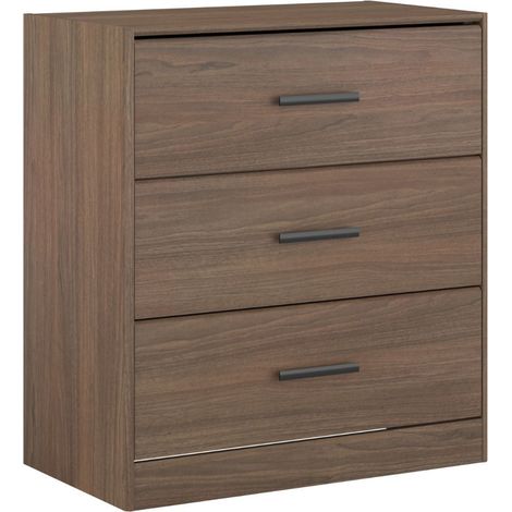 Commode 3 tiroirs aspect bois teinté noyer - KASUAL (1/5)