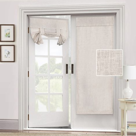 Cortinas de dos paneles con alzapaños, de lino texturizado, para ventanas, cocinas y puertas francesas. Cortinas térmicas y opacas, de 66 x 173 cm (26 x 68 pulgadas), para uso interior.