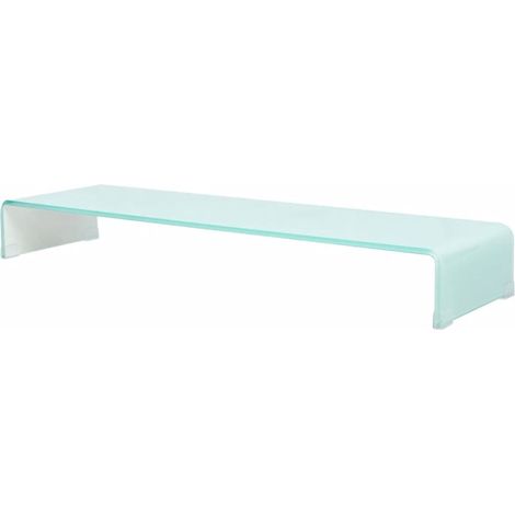 Pratico supporto TV/buffet/supporto per monitor di design per TV in vetro bianco da 100 cm 2502222