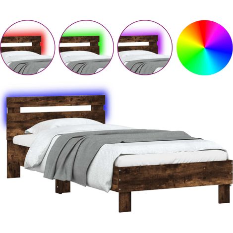 Maison Exclusive - Estructura de cama cabecero luces LED roble ah