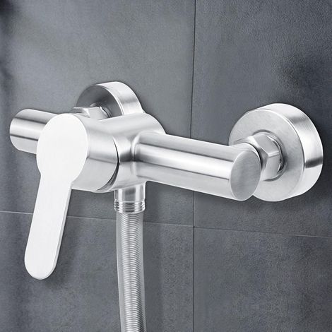 BEBUSINGOTO Grifo de ducha de acero inoxidable 304, grifo de ducha de baño, grifo de agua fría y caliente G1/2 pulg. (acero inoxidable 304) (1/5)