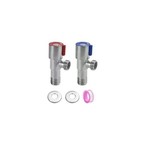 2 Stück Eckarmaturen aus Edelstahl 304, Metall-Eckventile, Universal-Eckarmaturen mit Dichtungsband für Waschbecken, Toilette und Warmwasserbereiter – Crezuo