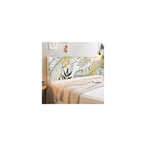 Mode Universelle Housse de Tête de Lit Extensible Couverture de Tête de Lit Anti-Poussière Protecteur Antipoussière pour Lits Simples Doubles King Size (160cmFeuille d'or)