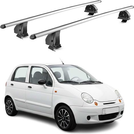 OMAC Barres de toit transversales en aluminium pour Daewoo Matiz I 1998-2005 – TÜV / DIN 75302:2019 – Antivol inclus – Charge max 75 kg – 2 barres – Gris (1/5)